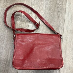 Red Leather Shoulder Bag Crossbody Made in Italy